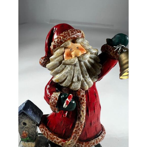 Vintage Christmas Stocking Holder K's Collection Santa Birdhouse Bell Metal - Picture 6 of 10